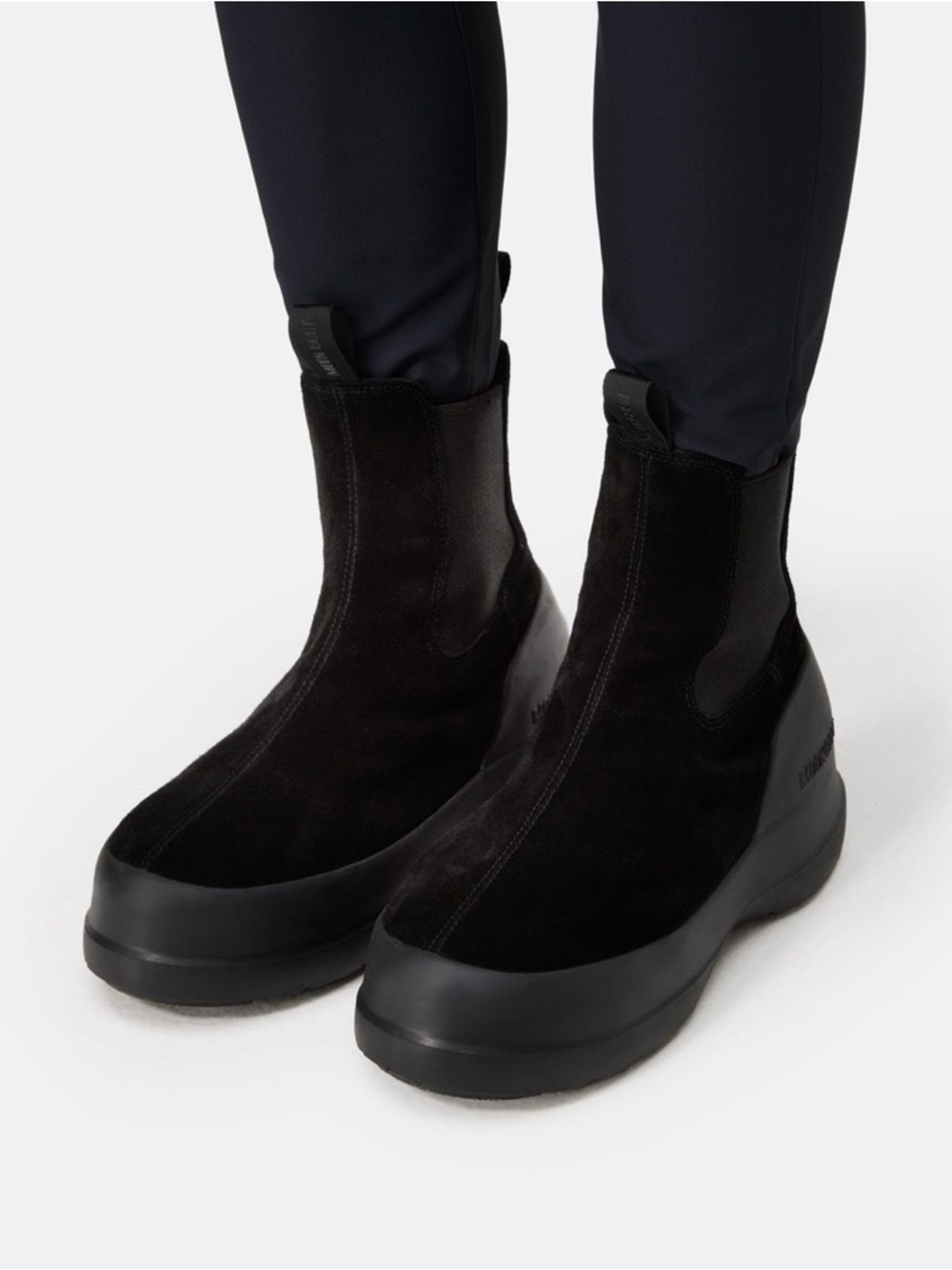Luna Moon Boot Black Suede Pull-On Ankle Boots